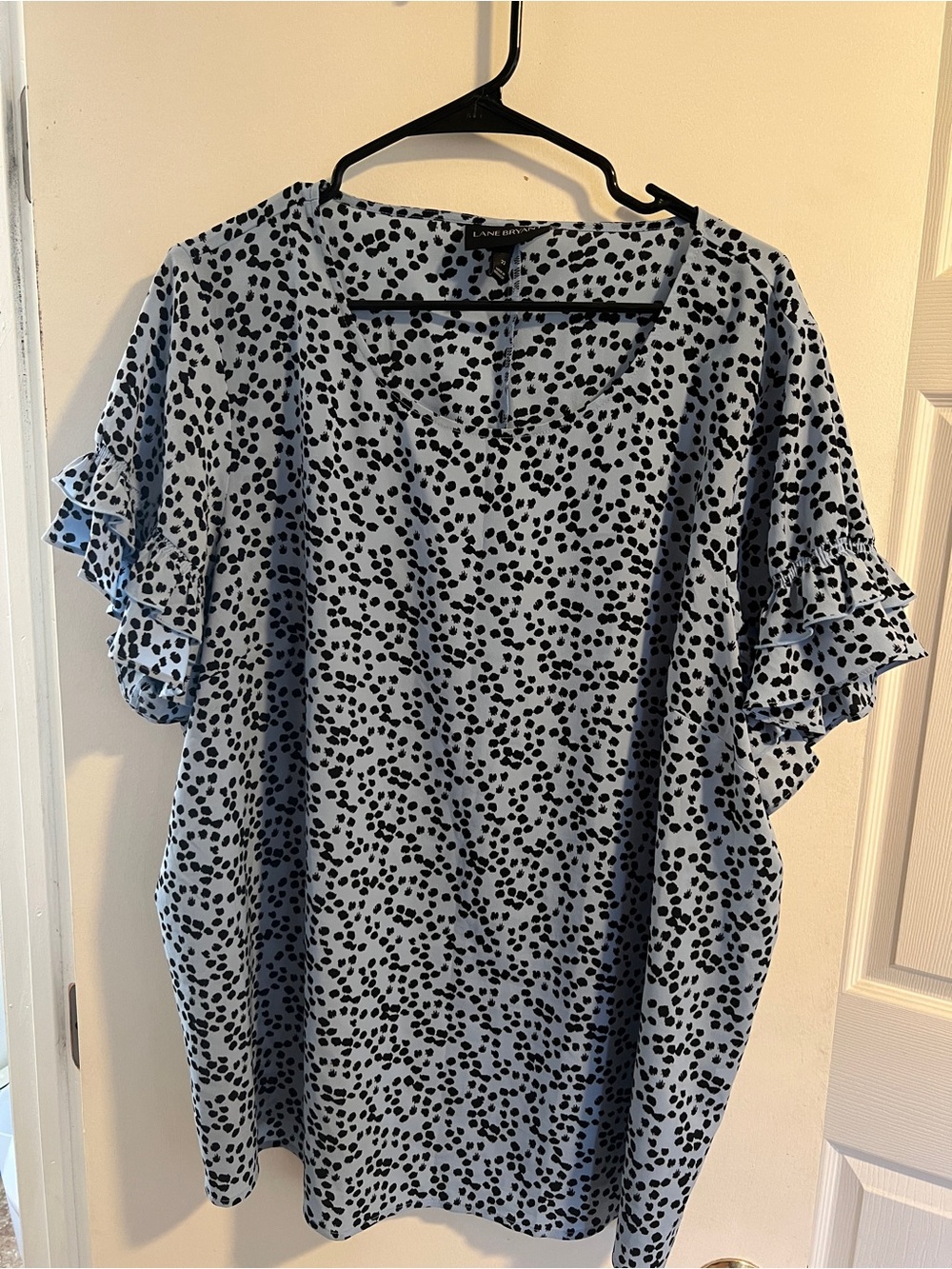 Lane Bryant Ruffle Cap Sleeve Blouse in Light Blue